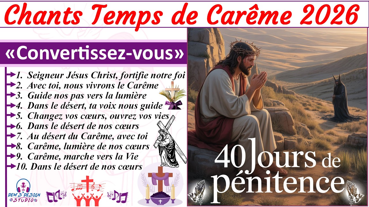 🎵🎼 ✝️ Chants Temps de Carême 2026 – 🙏« Convertissez-vous » | 🔔Chants de prière, chants de victoire !