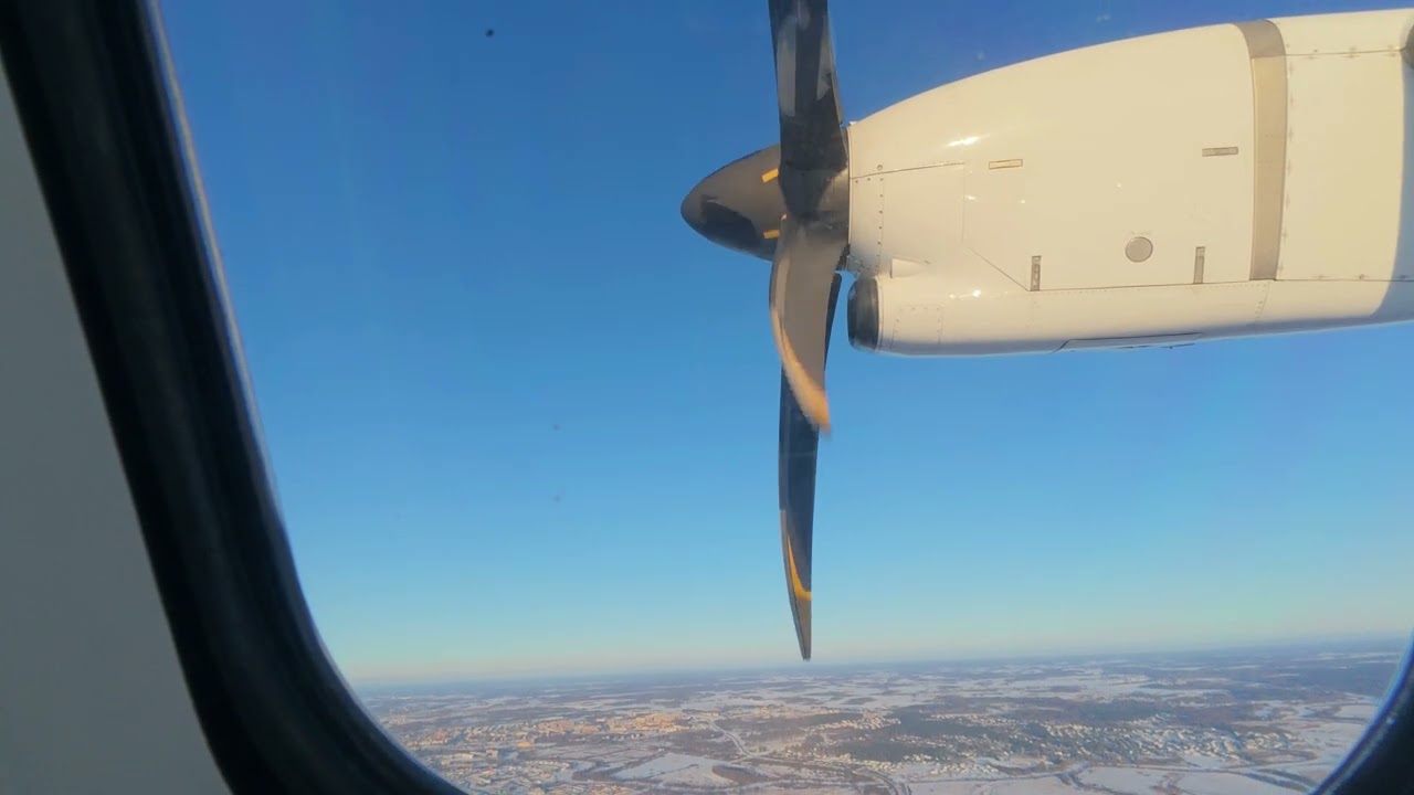 Finnair ATR 72-500 winter departure  from the Tartu airport (EETU, TAY) ESTONIA. 4K