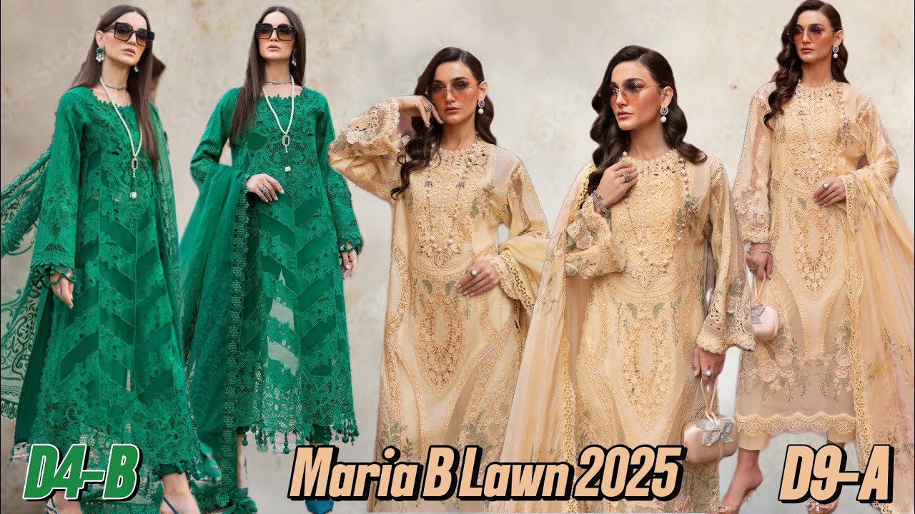 Maria B Lawn 2025 | D-2508-B Emarld Green | D-2509-A Yellow | Pakistani Embroidery Dress