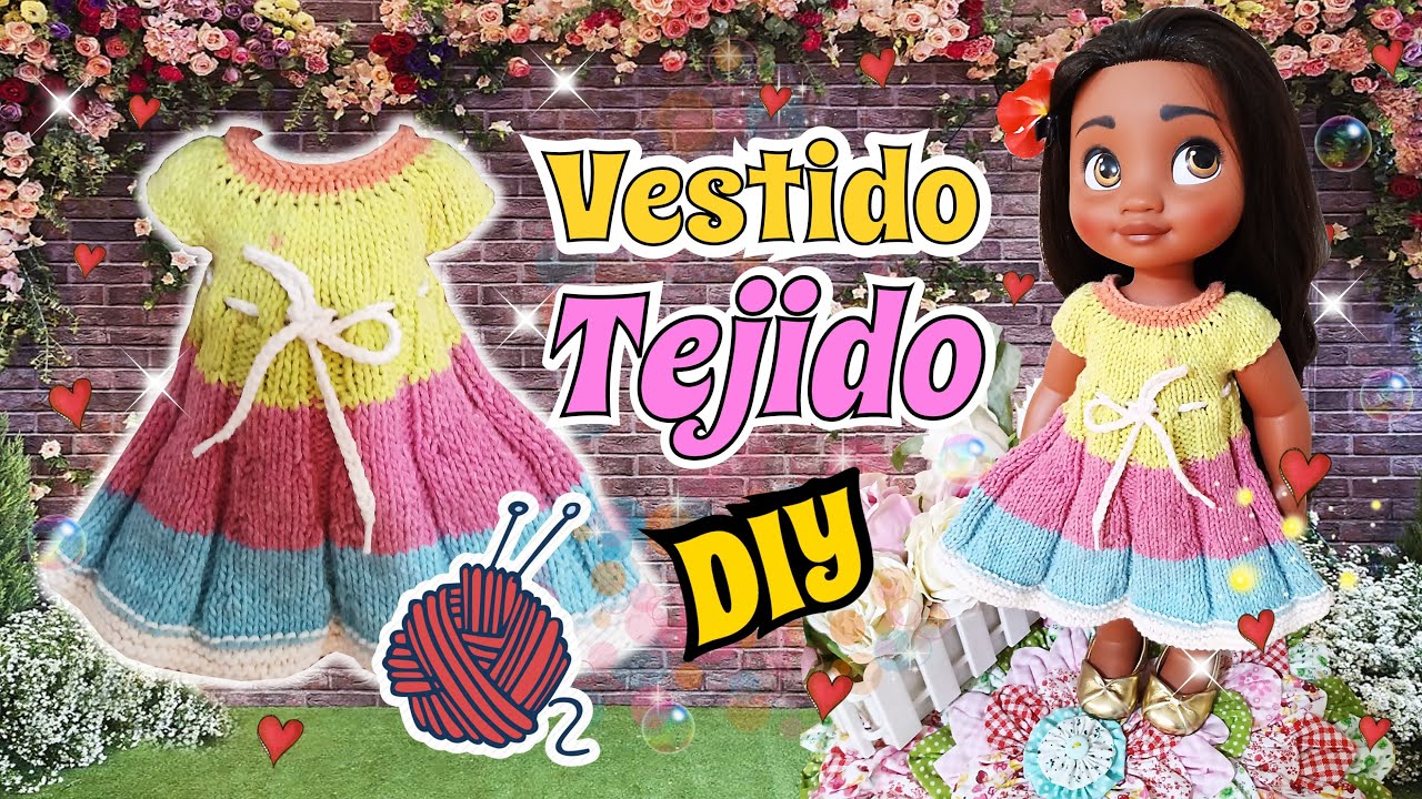 Como tejer un Vestido de verano con dos agujas para muñecas Tutorial fácil