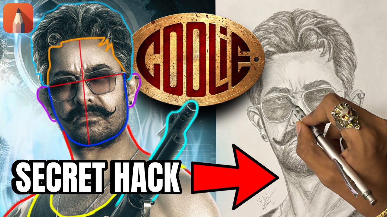Aamir Khan as Dahaa 🔥 Loomis Method Drawing ✏️ Coolie Movie Realistic Portrait
