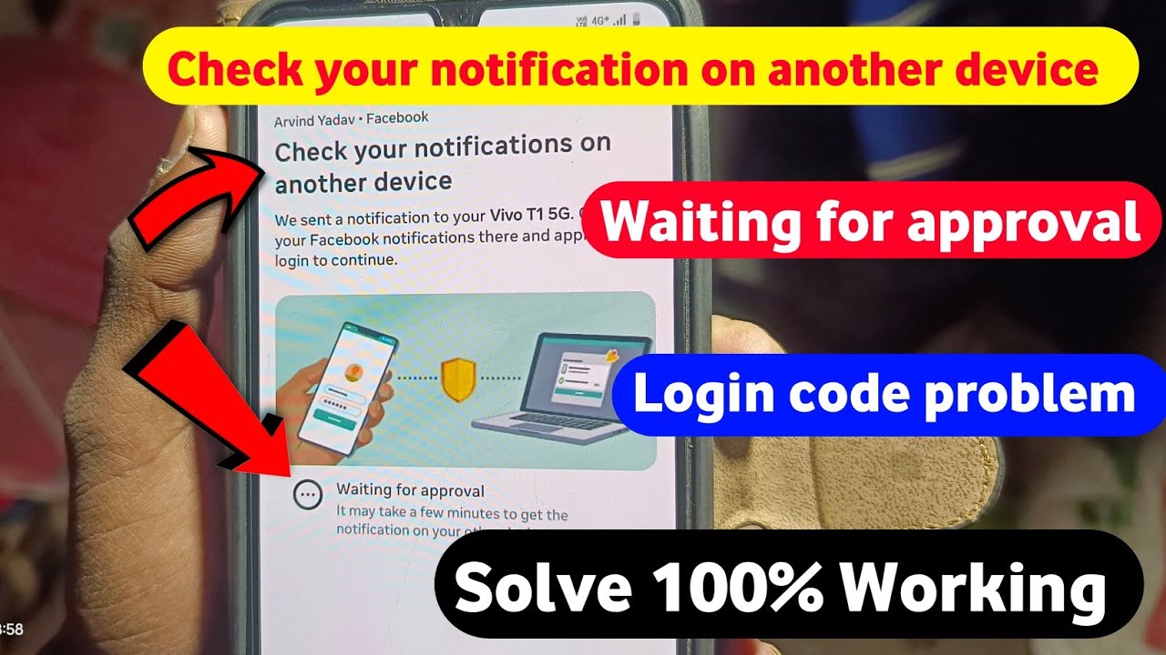 Check your notifications on another device problem | Waiting for approval problem | Facebook login