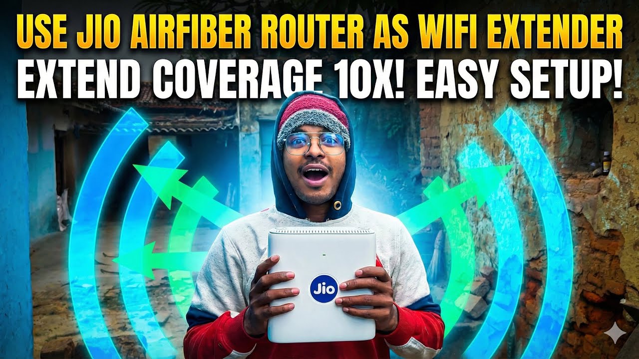 THIS HACK!! USE JIO AIRFIBER ROUTER AS WI-FI EXTENDER! 🤯 10X COVERAGE! (EASY SETUP)