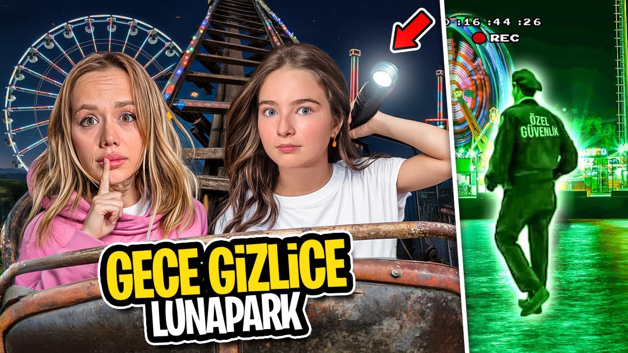 GECE GİZLİCE TEMA PARK 'TA KALDIK ! GÜVENLİK KOVALADI !? | Gamze Karta Ebrar Demirbilek