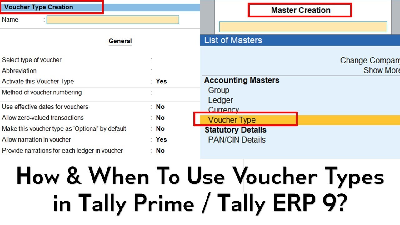 Понимание типов ваучеров в учебном пособии Tally Prime и ERP 9