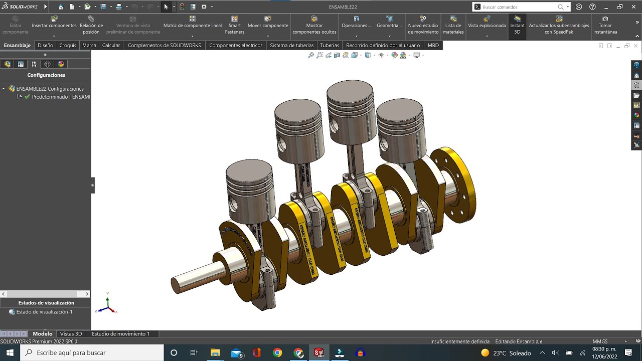 Motor de 4 Cilindros en SolidWorks Diseño Completo Paso a Paso