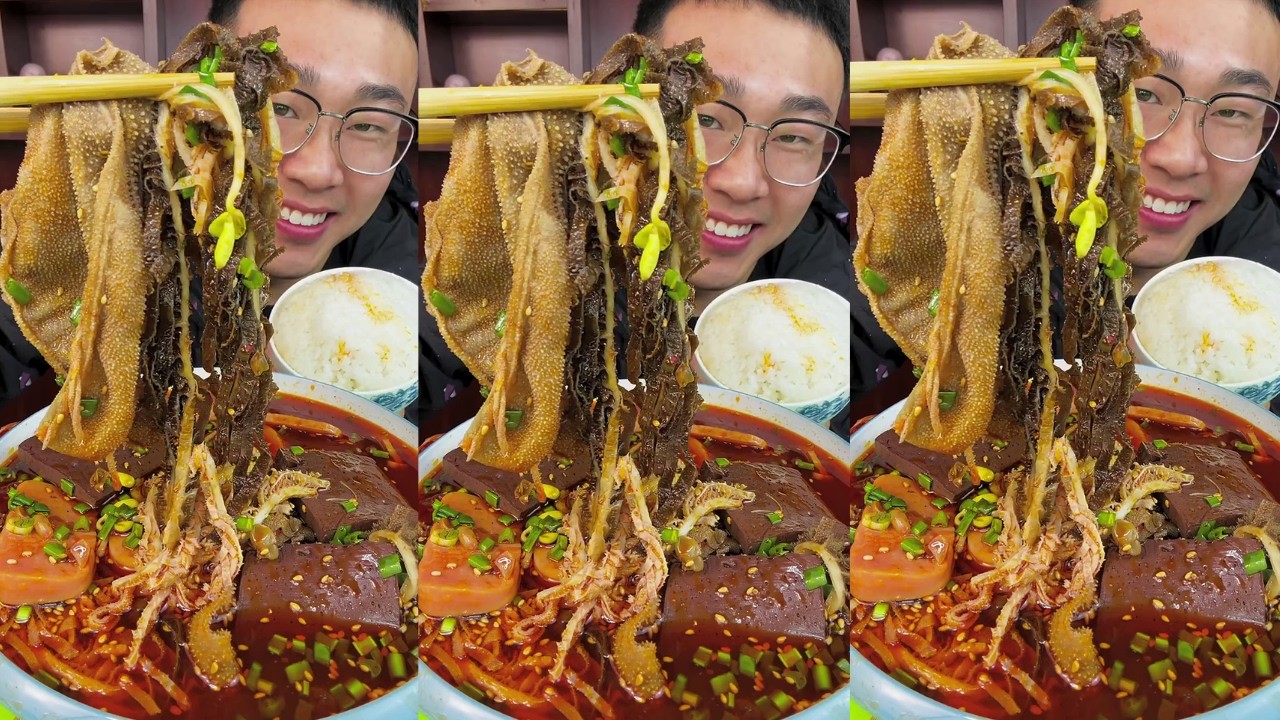 Sichuan-Style Spicy Blood Curd | Rich Chili Oil & Bold Flavor Mukbang 🤤🌶️