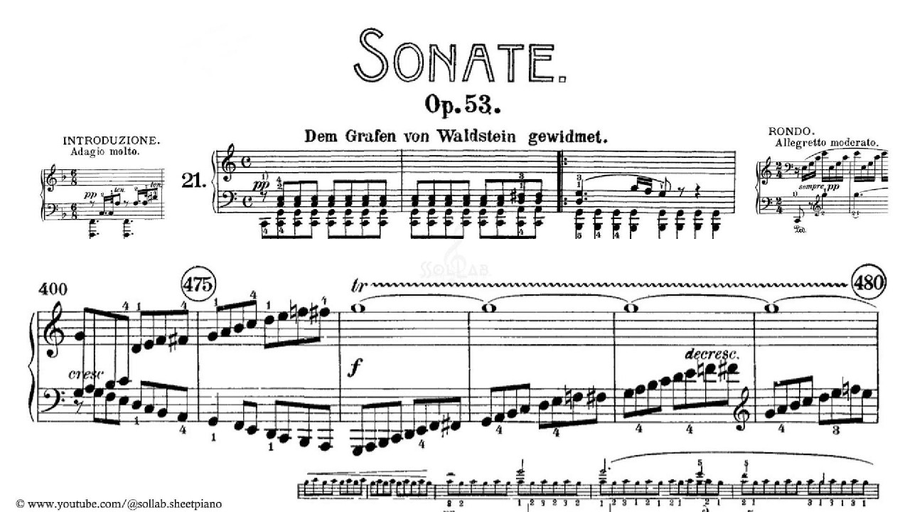 Beethoven – Sonata No. 21, Op. 53 “Waldstein”– Complete Score | Piano Sheet Music