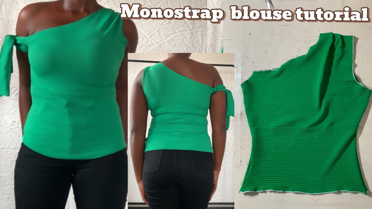 How to cut and sew a mono strap blouse 💚 #howto