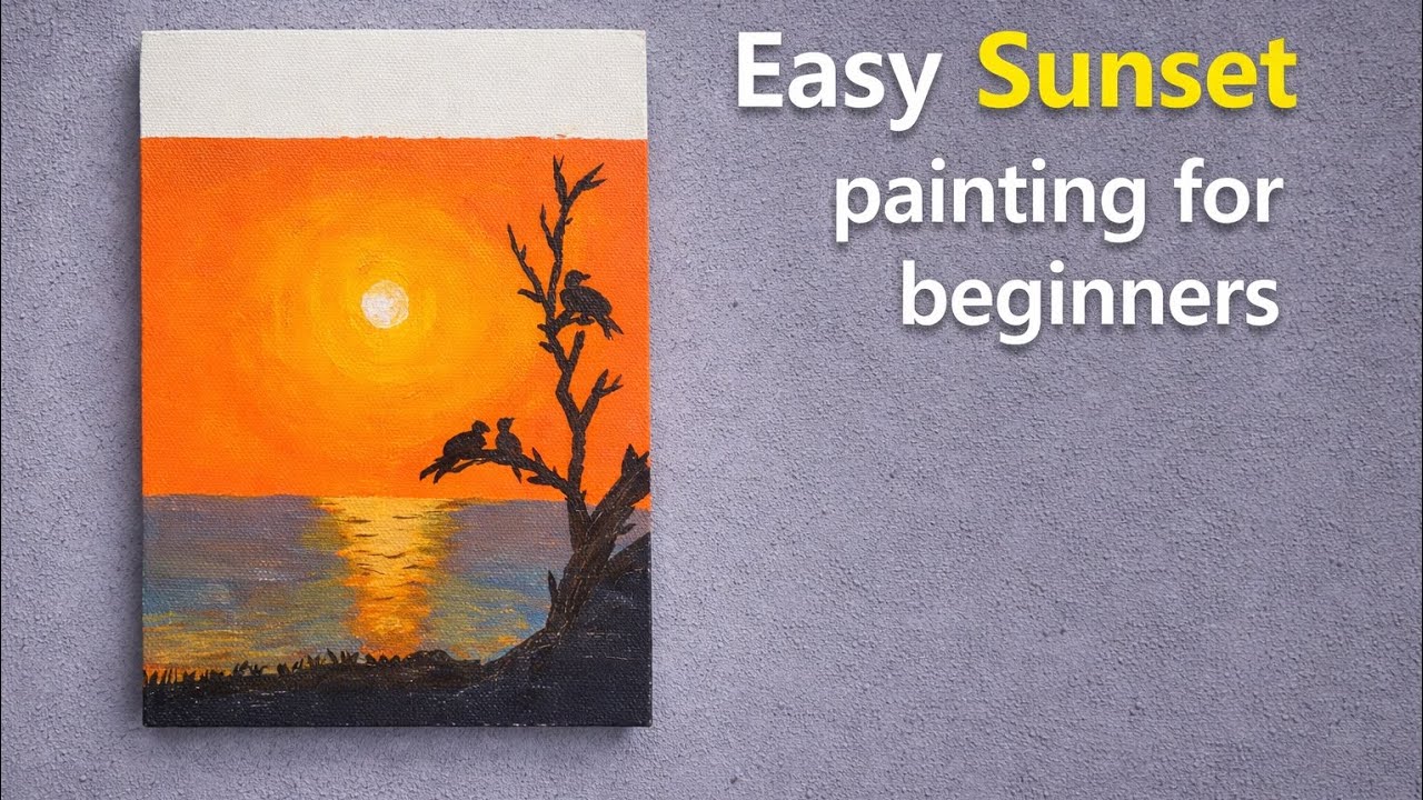 Sunset painting ... acrylic painting for beginners #acrylicpainting ##paintingtutorial 