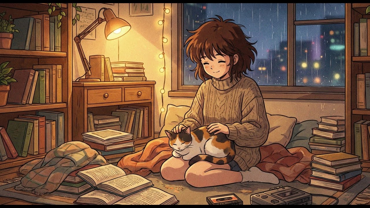 Late Night Lo-Fi for Reading 🐾 | Cozy Books & Cat Companion