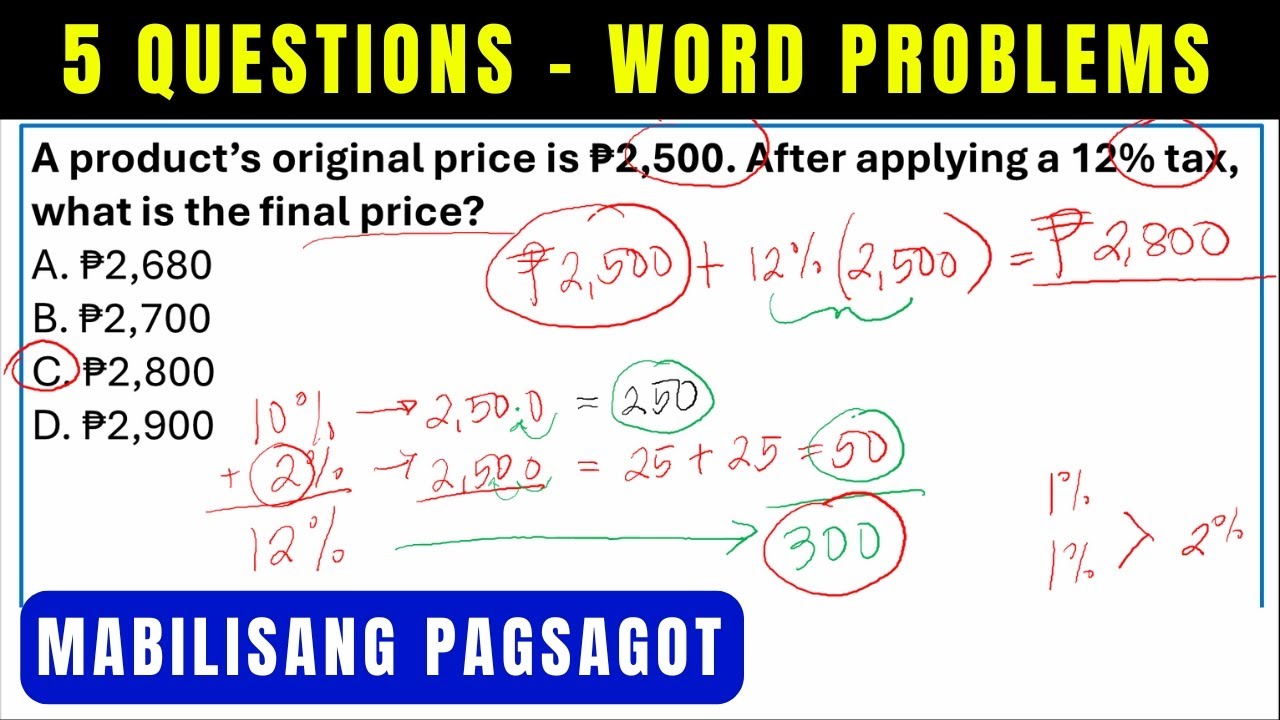 CSE Review - Word Problems | (Mabilisang Pagsagot)