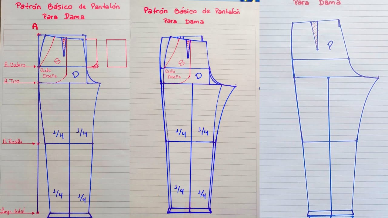 patrón básico de pantalón para dama ( Fácil y Rápido ) #tutorial #pantalón #costura #patron #coser