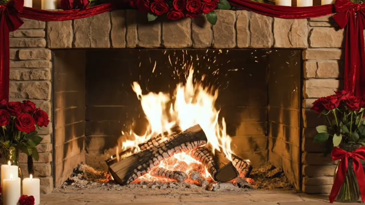 Romantic Fireplace for Valentine's Day🔥|  Valentine's Day Fireplace Ambiance : High Quality ASMR 2
