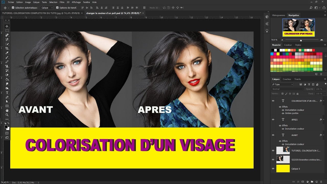 TUTORIEL PHOTOSHOP CC 2018. COLORISER UN VISAGE