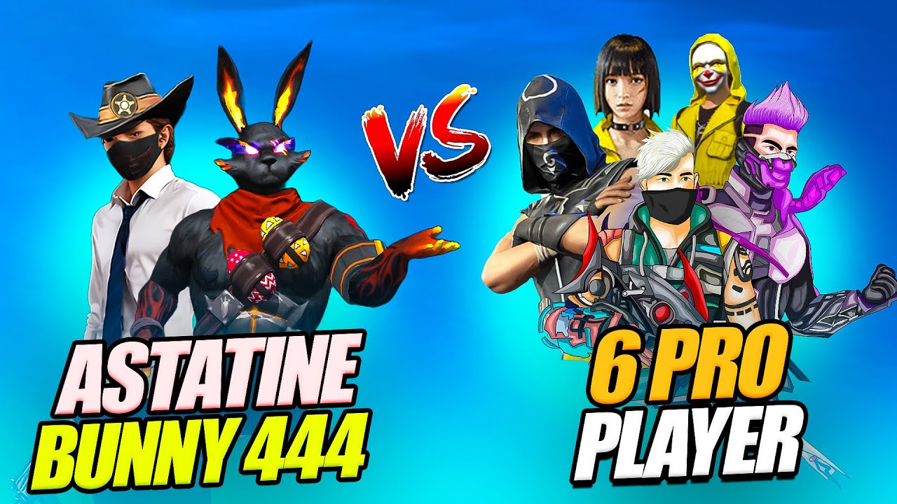Astatine কে নিয়ে এই প্রথম 2 vs 6 এ BUNNY 444😱Astatine & Bunny 444 vs 6 Pro Players🔥Garena Free Fire