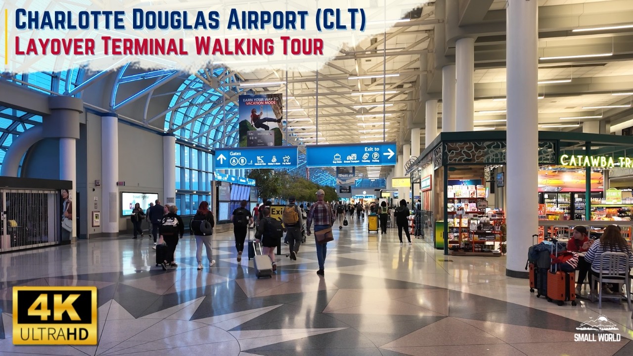 Charlotte Douglas International Airport (CLT) | Layover Terminal Walk - 4K Airport Ambience