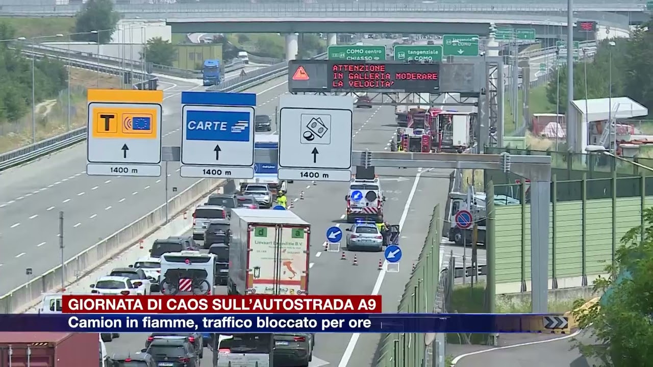 Etg - Giornata di caos sull’autostrada A9: camion in fiamme, traffico bloccato per ore