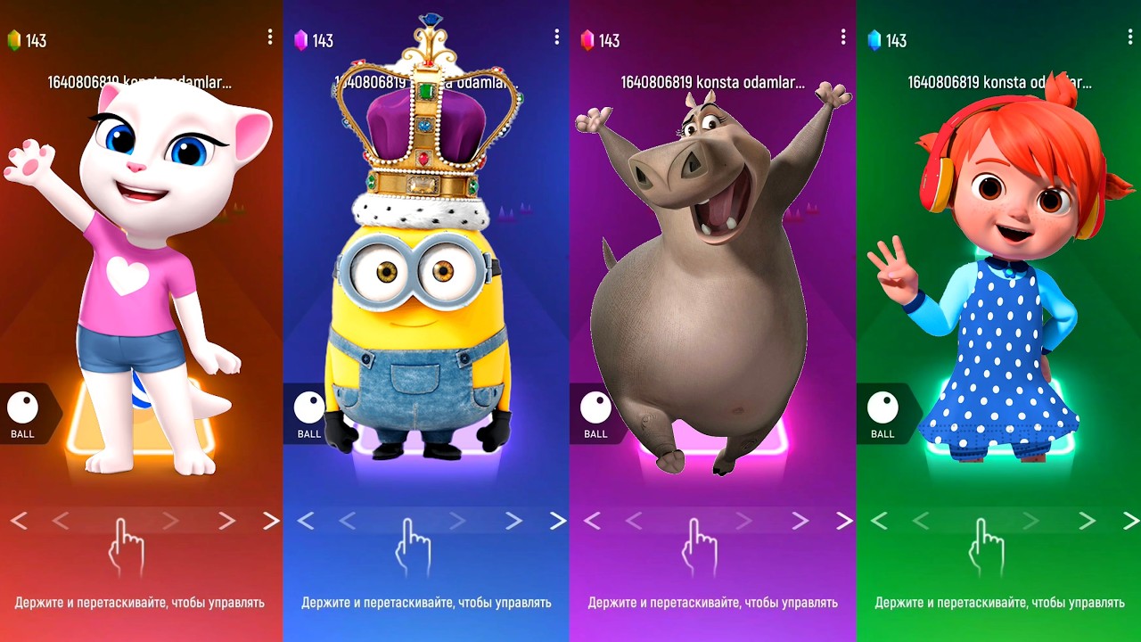 Talking Angela vs King Minion vs Gloria 🦛🔥 Epic Tiles Hop EDM Battle