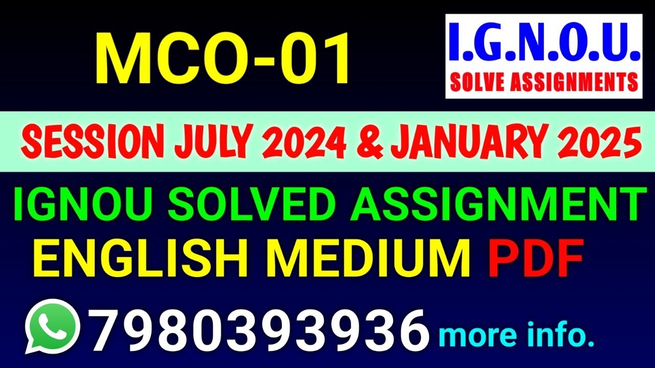 MCO 1 Solved Assignment 2024-25 English, MCO 1 Solved Assignment 24-25, MCO-01 Assignment