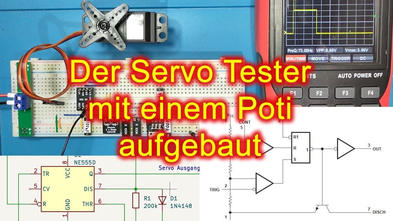 Der Servo Tester einfach aufgebaut mit einem Poti und Timer
