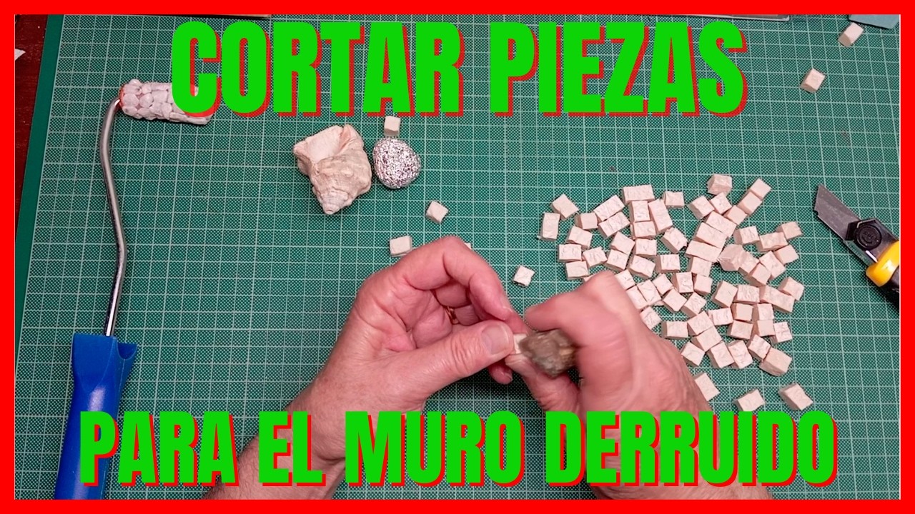 Cortar piezas para el muro derruido