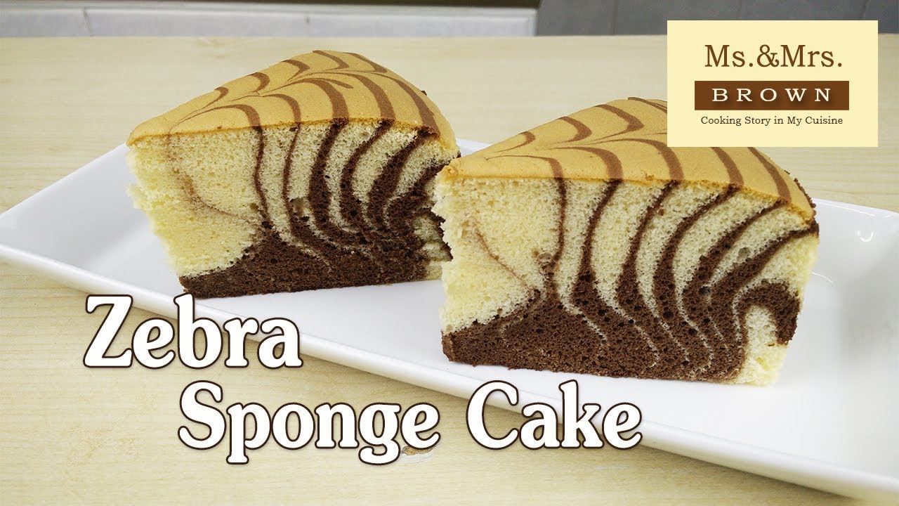 สปันจ์เค้ก ลายม้าลาย ไม่ใส่ผงฟู Zebra Sponge Cake / Marble Cake (Tangmian Method)