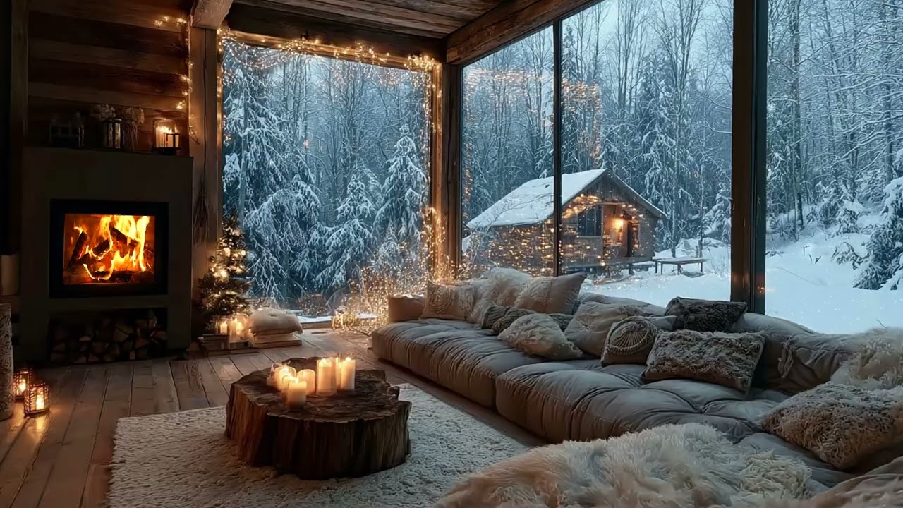 Snowy Winter Piano Ambience ❄️ Warm Candle Glow for Deep Focus and Clear Thinking