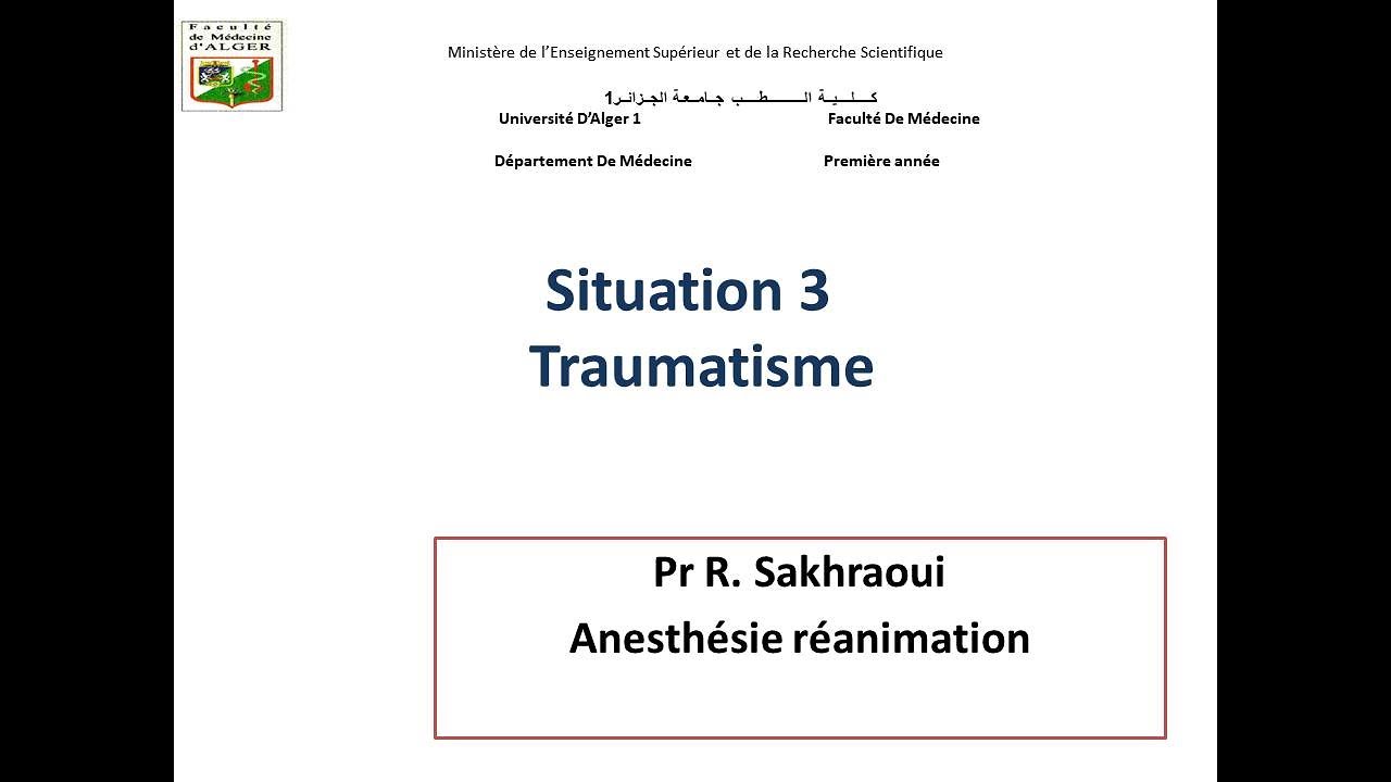 Situation 3 :Les Premiers Gestes De Secours Face A Une Victime D'un Traumatisme