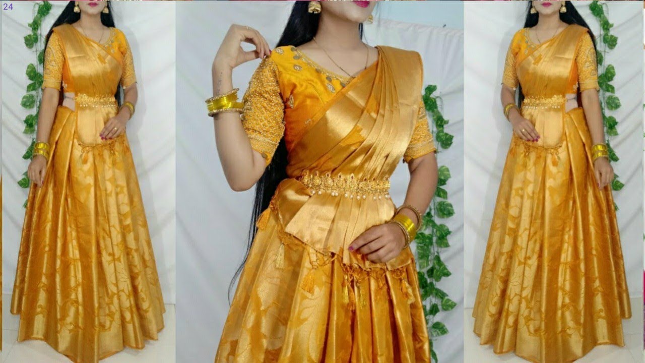 Festival Drape, Saree convert into Lehanga/Saree wearing new styles/Drape saree/Saree pora new style