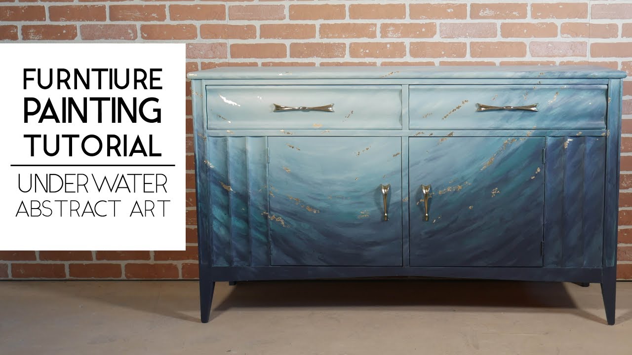 Урок по росписи мебели | Подводное абстрактное искусство с использованием минеральной краски Fusi...