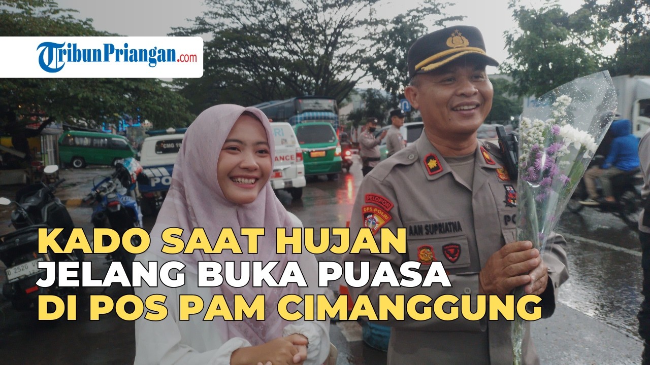Hadiah Bunga saat Macet Mudik 2026 di Pos PAM Parakanmuncang Cimanggung Sumedang