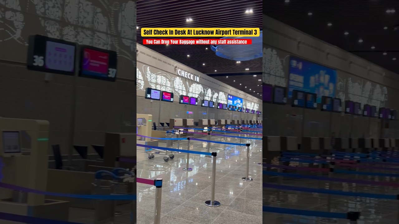 Lucknow Airport Terminal 3 inside view with Self luggage drop counter view #lucknow #terminal3 #news