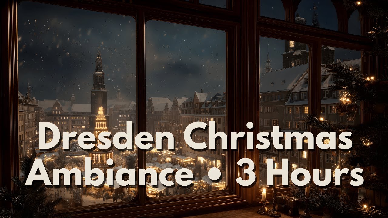 Dresden Christmas Market Ambience • Peaceful 4K Snowy Holiday Music (3 Hours)