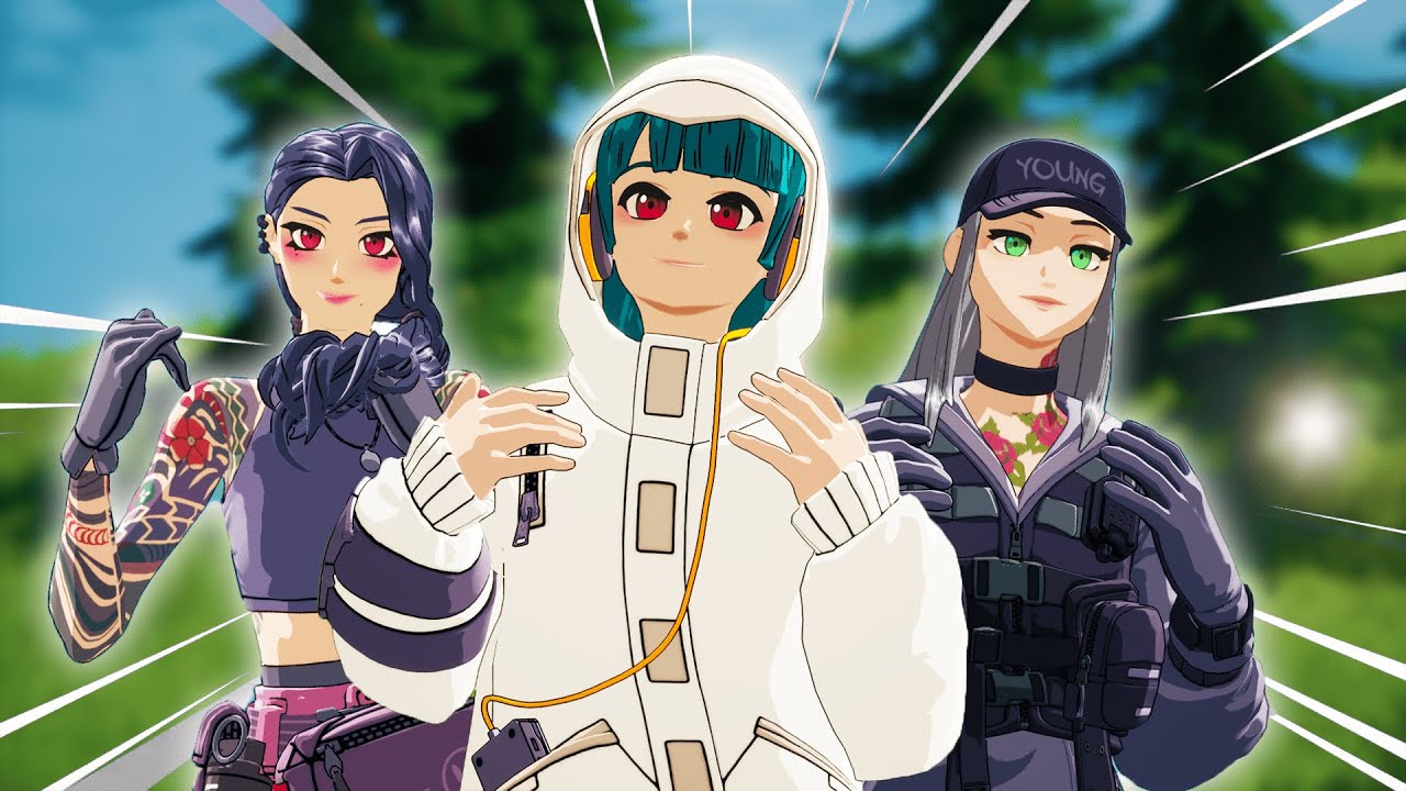 FORTNITE ANIME BUNDLE / CYBER INFILTRATION PACK / ALL SKINS GAMEPLAY (YUKI, MEGUMI, CHIGUSA)