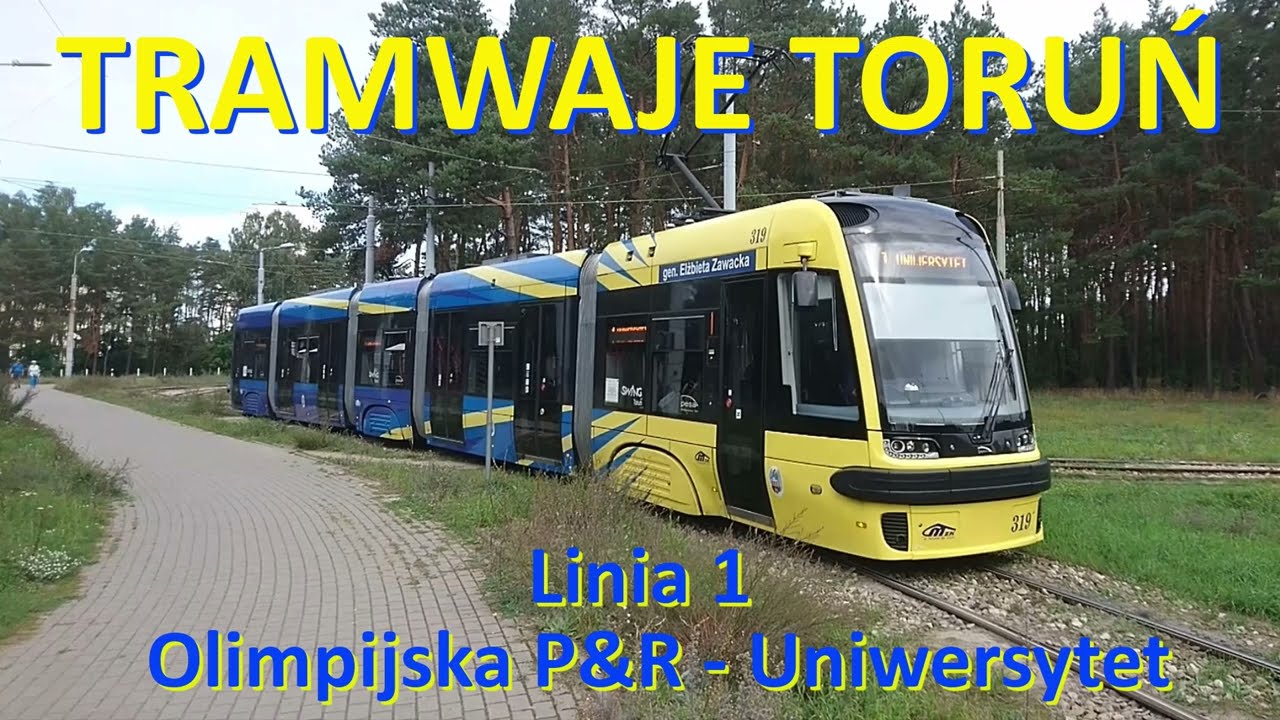 Tramwaje Toruń. Linia 1 Olimpijska P&R - Uniwersytet./Ride on tram line 1 in Toruń(Poland) - CABVIEW