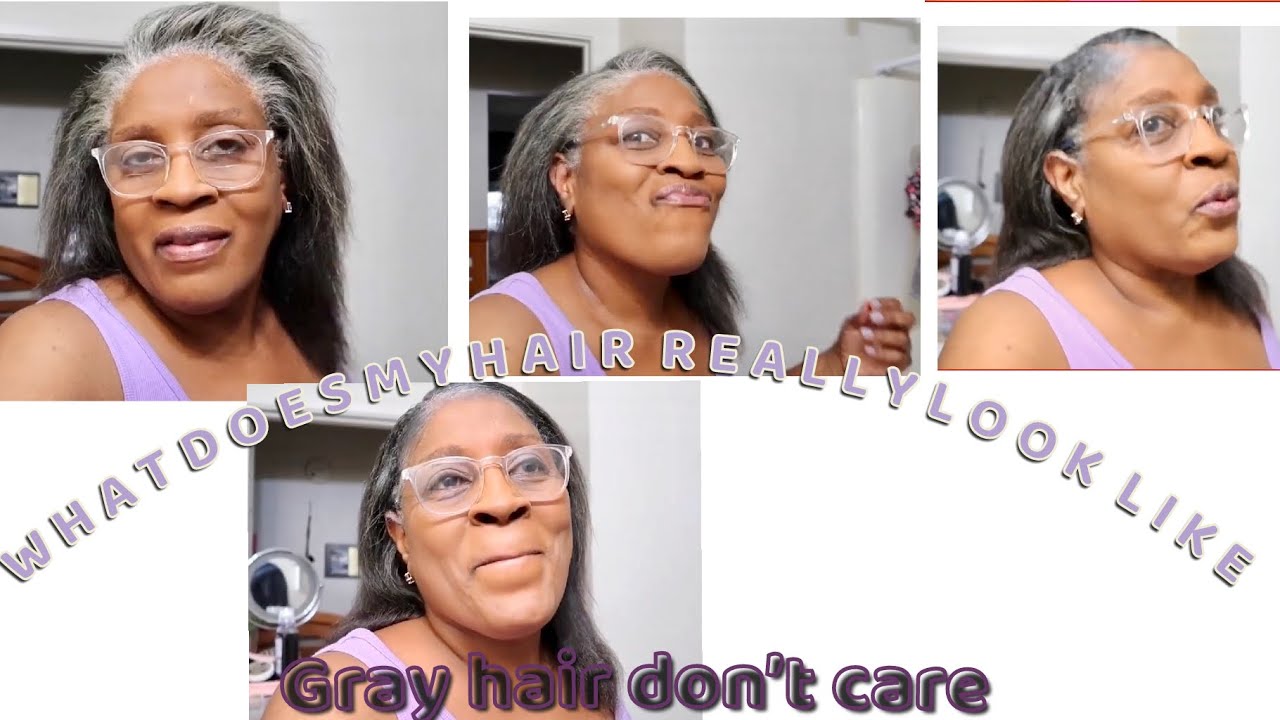 Short- My gray hair  Don&rsquo;t care❓🤪💯. What my gray hair looks like 👍🏾