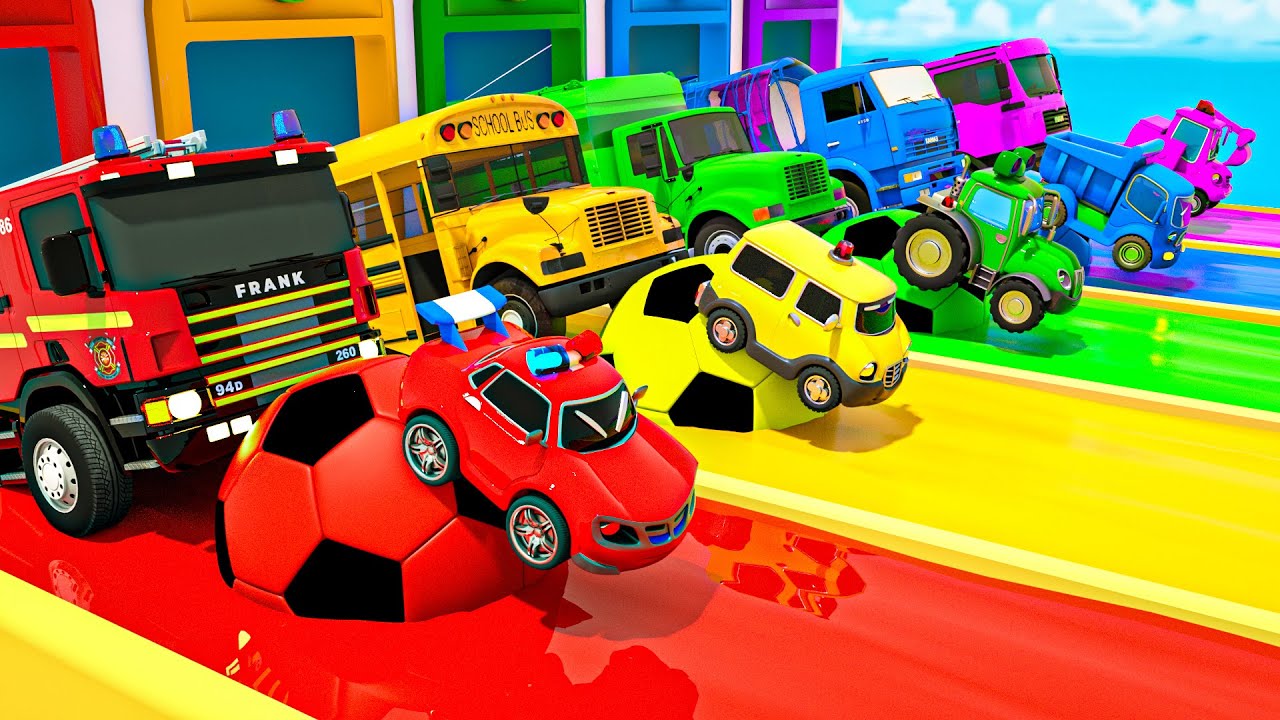 The Wheels on The Bus + Bingo Song - School Bus and Big Footballs. Baby Nursery Rhymes & Kids Songs