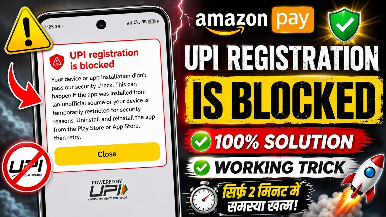 Upi Registration Is Blocked In Amazon Pay | Amazon Pay Upi Registration Blocked Problem Solve