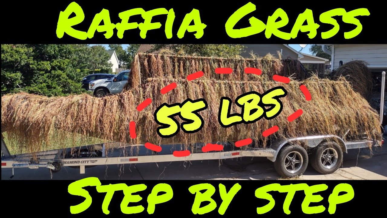 Putting Joseph Stern Raffia Grass On The DIY Duck Boat Blind (Step By Step)