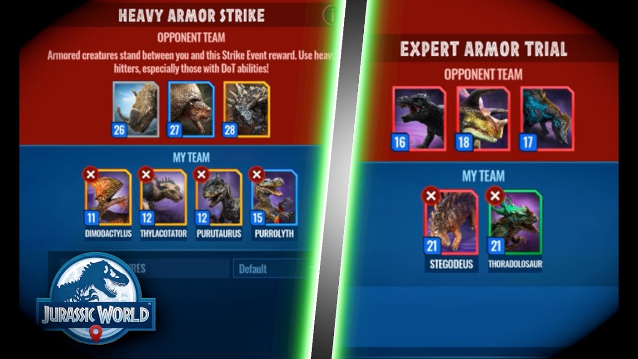 Heavy Armor Strike Tower beaten by Low Level Creatures || Jurassic World Alive