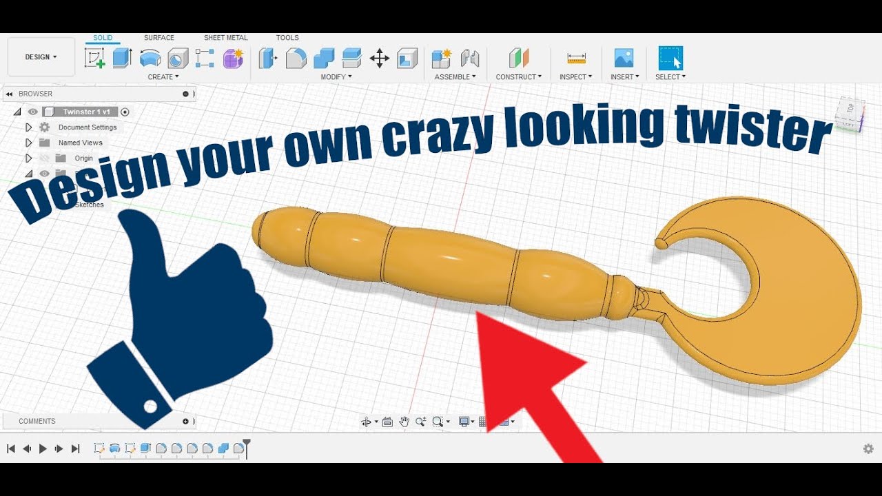 Very easy way to design your twister fishing lure with Fusion360