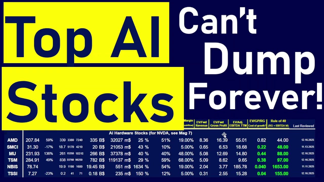 Top AI Stocks Can't Dump Forever! Going Thru Valuations: NVDA, AMD, SMCI, MU, NBIS, TSMC.. Who Wins?