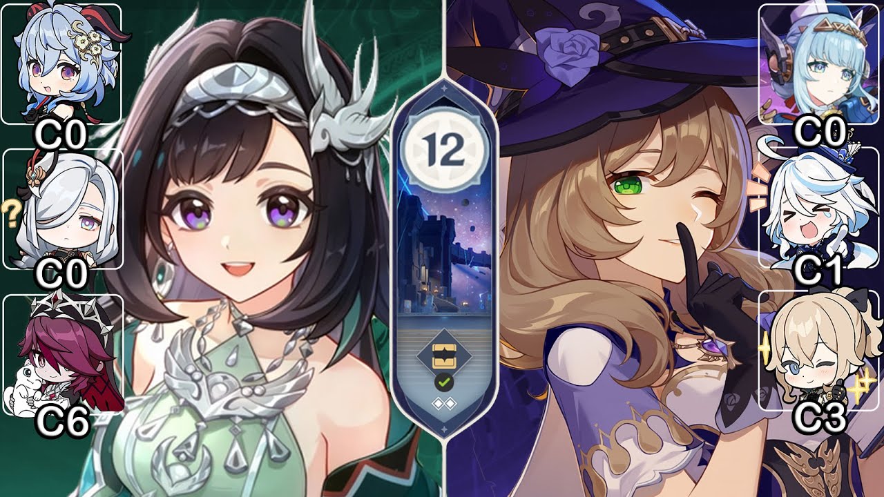 ( 5.8 ) Triple Cryo Lan Yan & Lunar-charged Ineffa + Lisa - Abyss Floor 12 (9☆) | Genshin Impact