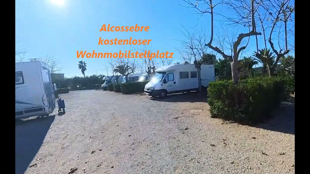 Alcossebre Spanien Januar 2025 Alcala de Xivert Wohnmobilstellplatz kostenlos hinter der Tankstelle
