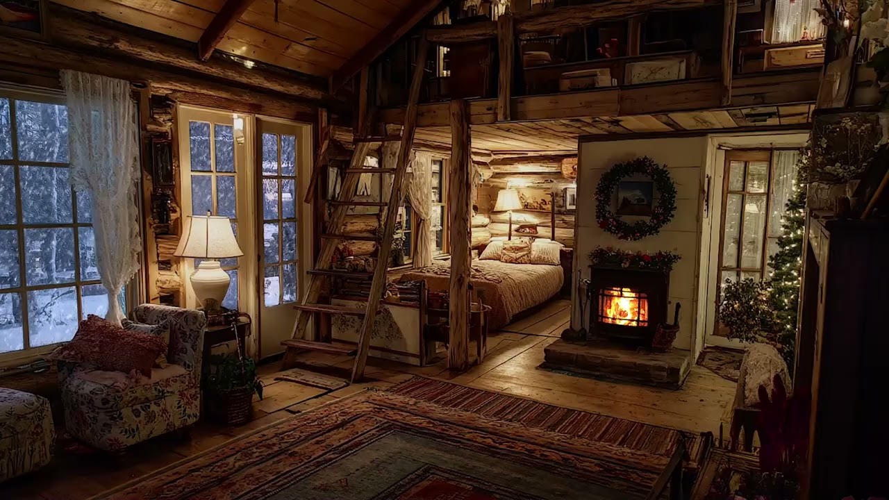 A Quiet Old Cabin Wrapped in Firelight | Gentle Fireplace Ambience for Deep Winter Sleep