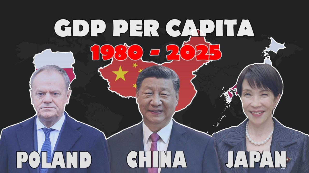 🇵🇱 Poland vs 🇨🇳 China vs 🇯🇵 Japan - GDP per Capita 1980&ndash;2025 #gdp2025 #economy2025 #asia #europe