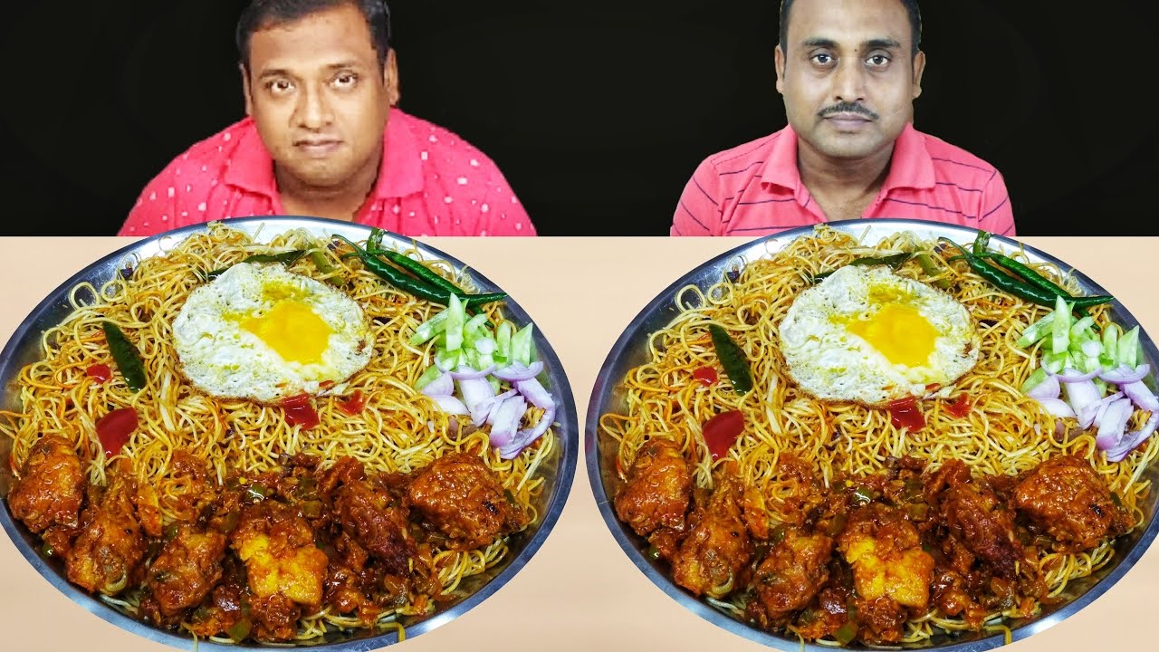 CHICKEN MANCHURIAN CHOWMEIN EGG POUCH EATING CHALLENGE / STREET FOOD CHALLENGE / food family & more