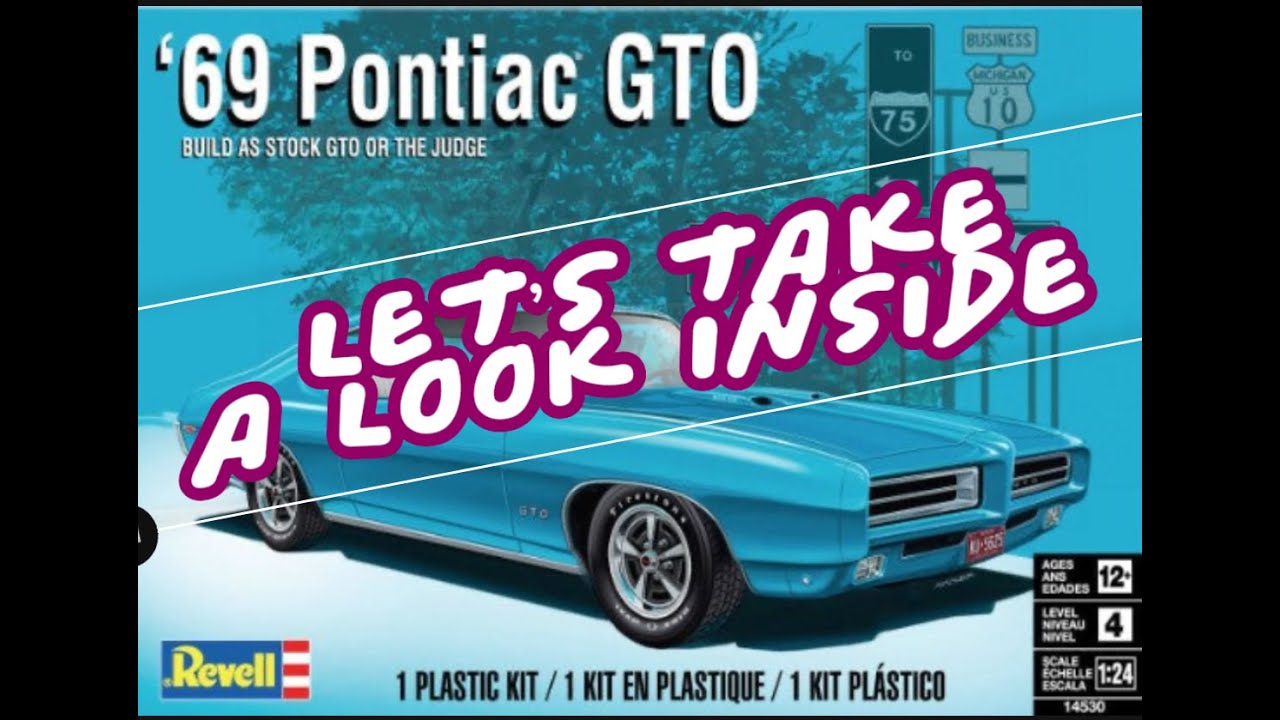 Taking a look at the parts in the Revell 1969 Pontiac GTO Judge kit.
