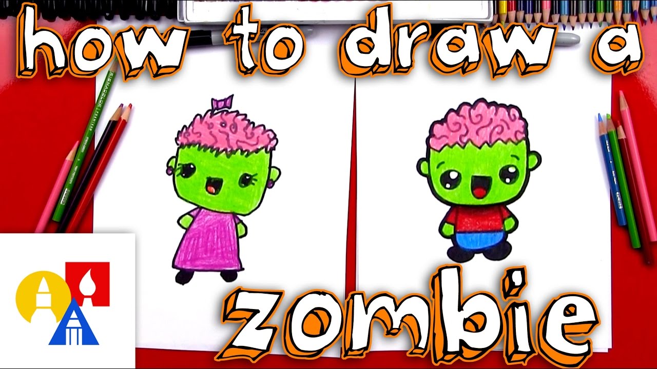 How To Draw A Cartoon Zombie Boy And Girl